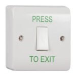 CQR AEB1NR Surface Mounted Plastic Exit Switch - Legend "Press To Exit" - White (LEAD TIME: 2-3 DAYS)