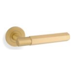 Alexander & Wilks AW224SB Spitfire Hex Lever On Round Rose - Satin Brass (LEAD TIME: 2-3 DAYS)