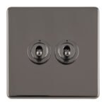 Eurolite ECBNT2SW 2 GANG 10AMP 2WAY TOGGLE SWITCH BLACK NICKEL PLATE (LEAD TIME: 2-3 DAYS)